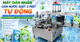 Máy dán nhãn 2 mặt can nước giặt Máy dán nhãn 2 mặt can nước giặt