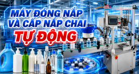 MÁY ĐÓNG NẮP VÀ CẤP NẮP CHAI TỰ ĐỘNG