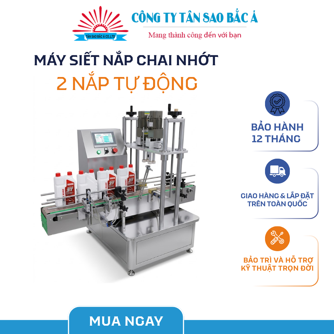máy siết nắp chai nhớt 2 nắp tự động