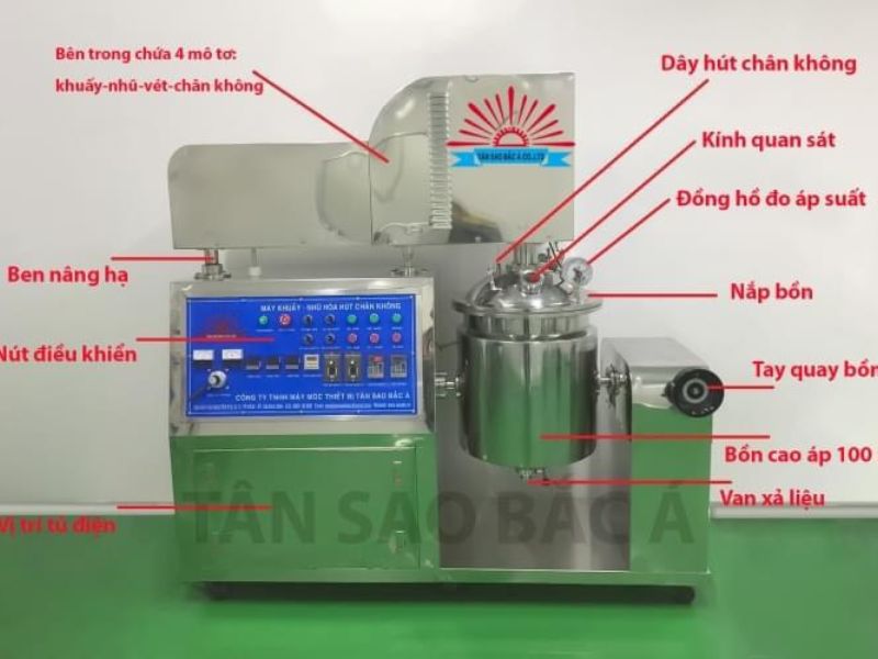 Cấu tạo cơ bản của máy nhũ hóa chân không