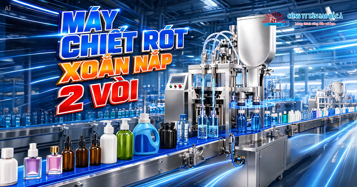 Máy chiết rót xoắn nắp 2 vòi