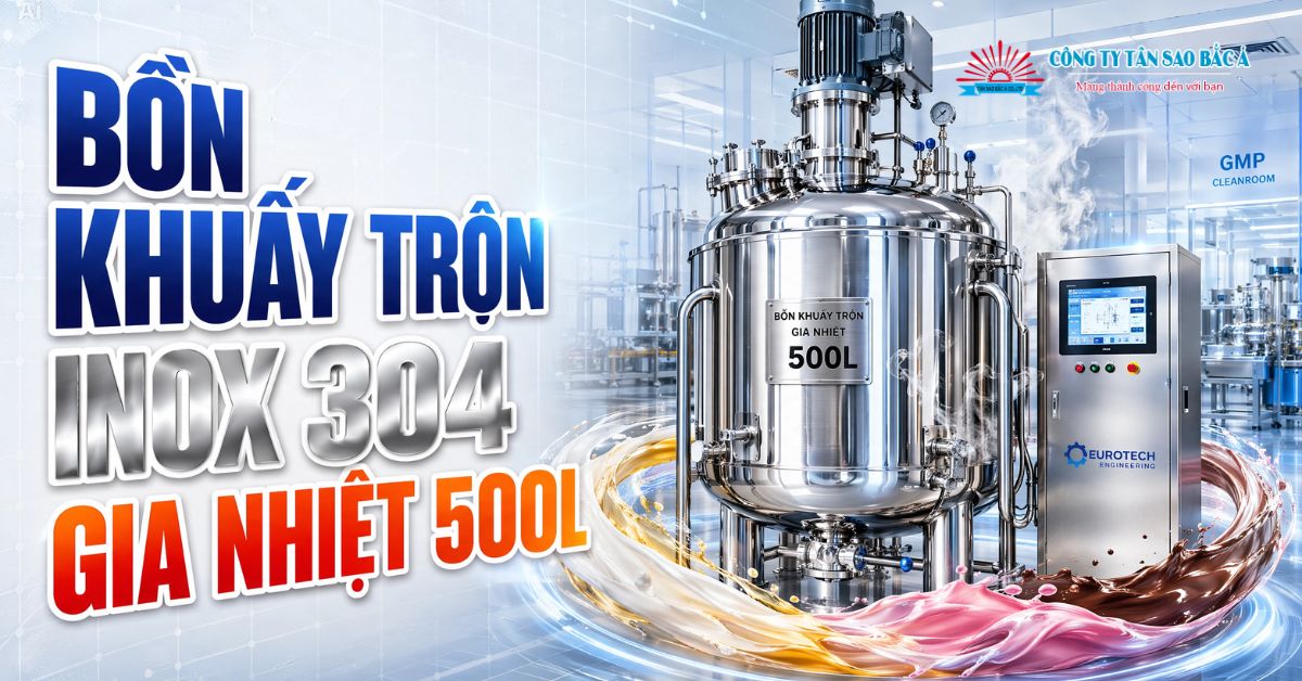 Bồn khuấy trộn inox 304- gia nhiệt 500l