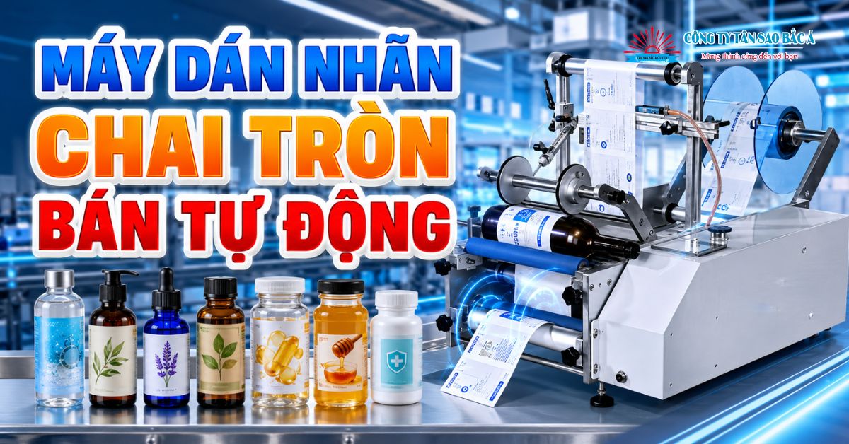 MÁY DÁN NHÃN CHAI TRÒN BÁN TỰ ĐỘNG