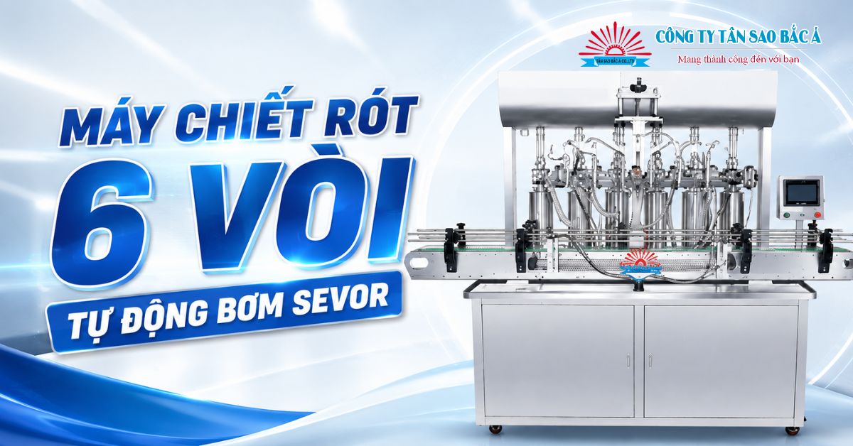 Máy chiết rót 6 vòi tự động bơm sevor Máy chiết rót 6 vòi tự động bơm sevor