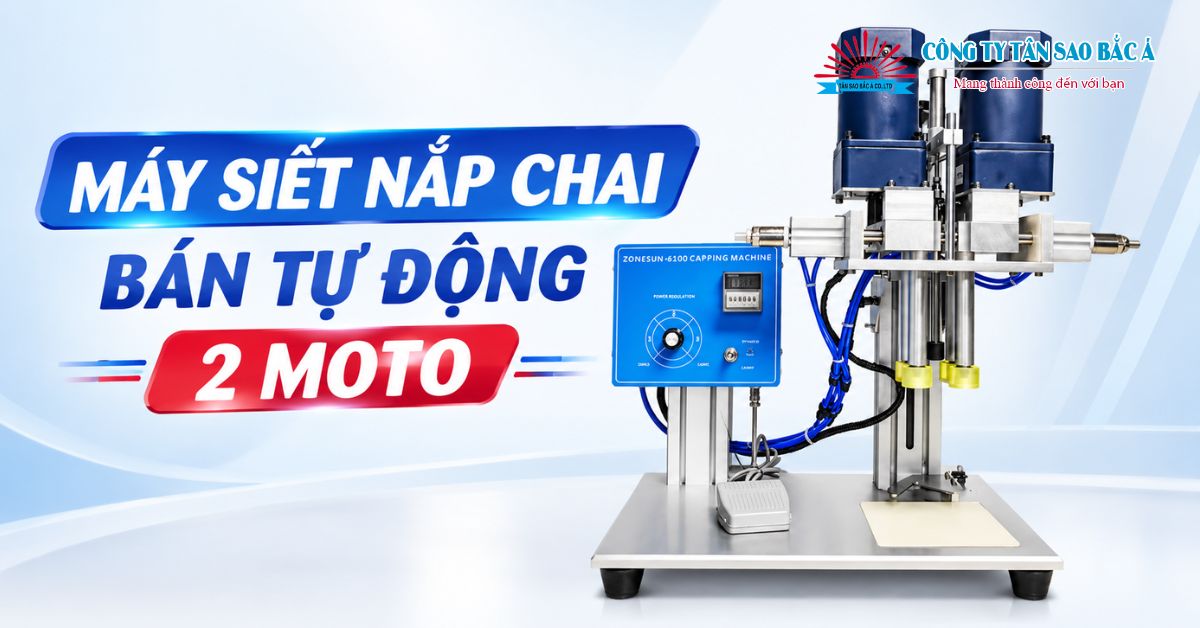 Máy Siết Nắp Chai Bán Tự Động 2 Moto Máy Siết Nắp Chai Bán Tự Động 2 Moto